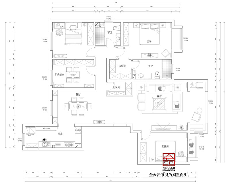 東南智匯城191平米戶型墻體新建圖