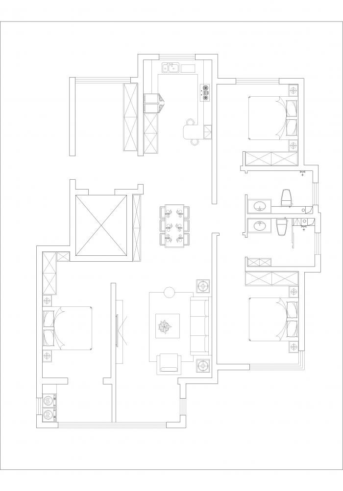 國仕山146平米現(xiàn)代輕奢風格三居室戶型解析